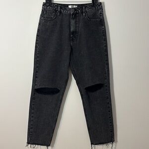 Vigold Denim Billie 90s Jean Women Size 9 Black Wash Distressed Ripped Raw‎ Hem